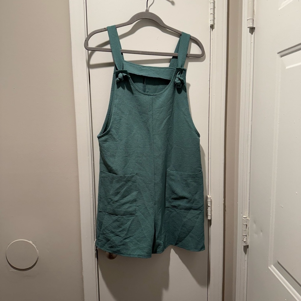SHEIN Teal Short Overalls with Pockets